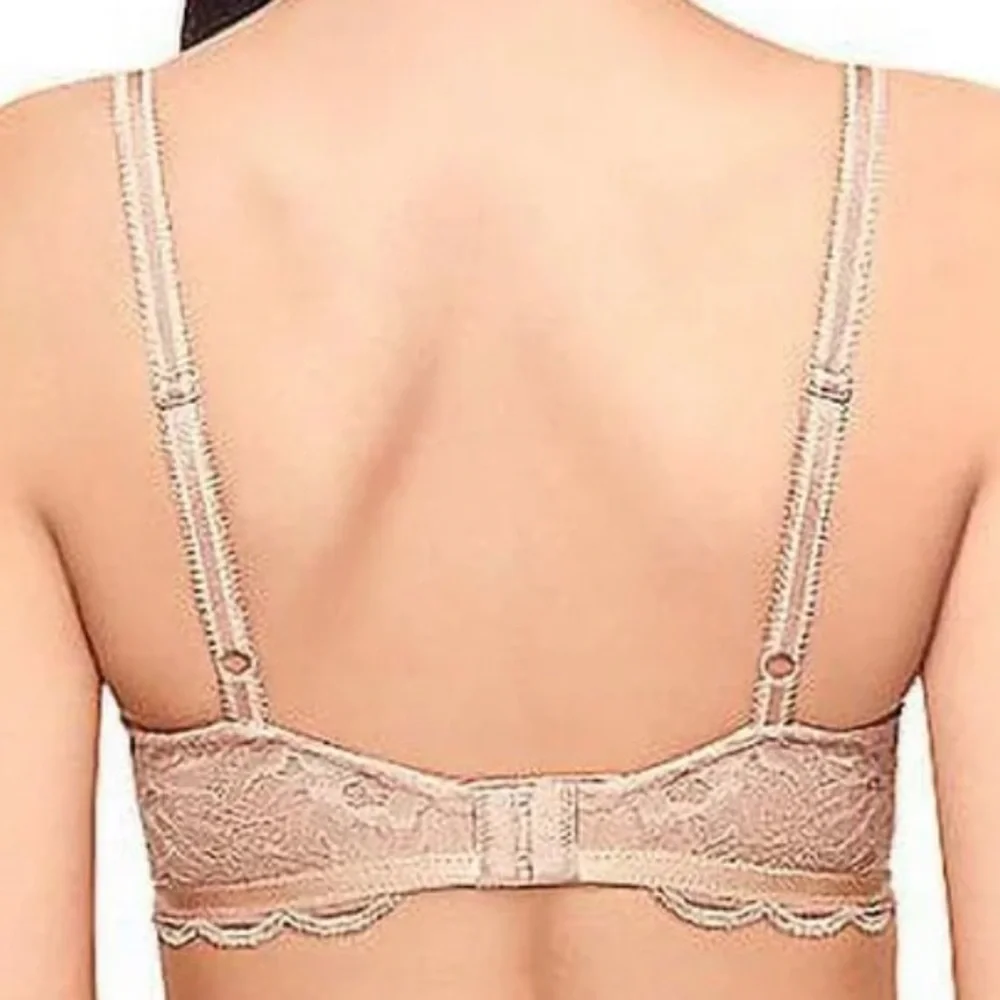 NWT Wacoal 36D Fire and Lace Underwire Unlined Bra Bow Floral Satin Cris… - Picture 2 of 3